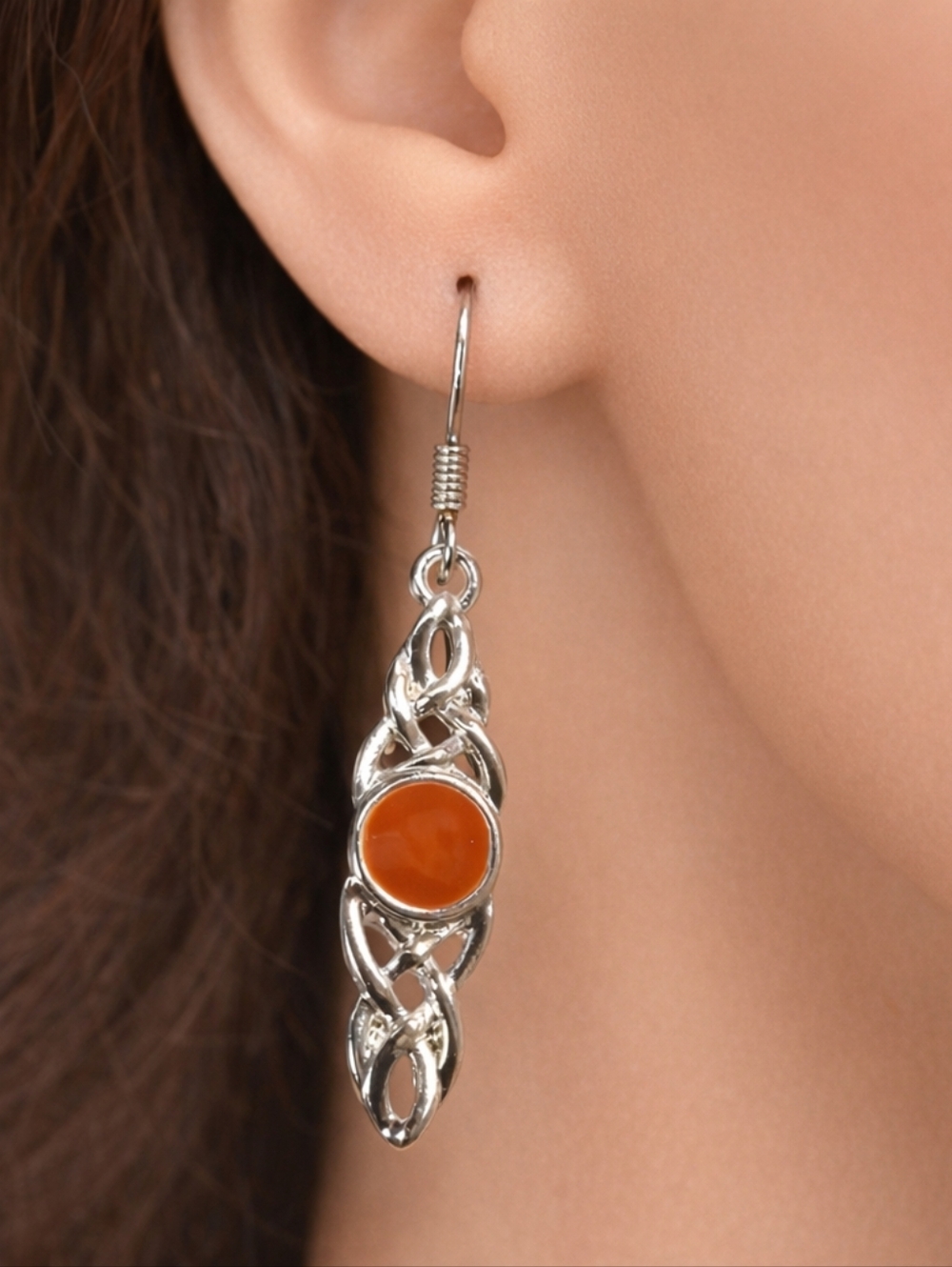 Women's  Silver Filigree & Brown Drop Dangle Earrings, 1.75-in Fashion Jewelry